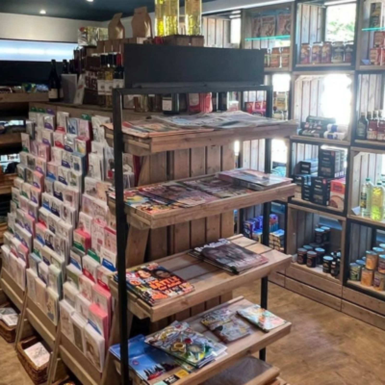 Shelves of everyday essentials in the Refreshment Rooms shop